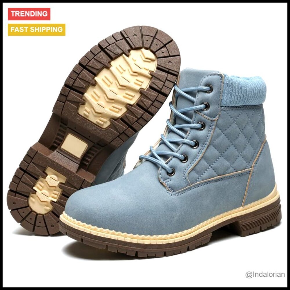 Waterproof Ankle Booties Winter Hiking Boots Fur Lined Trekking Shoes Lace Up